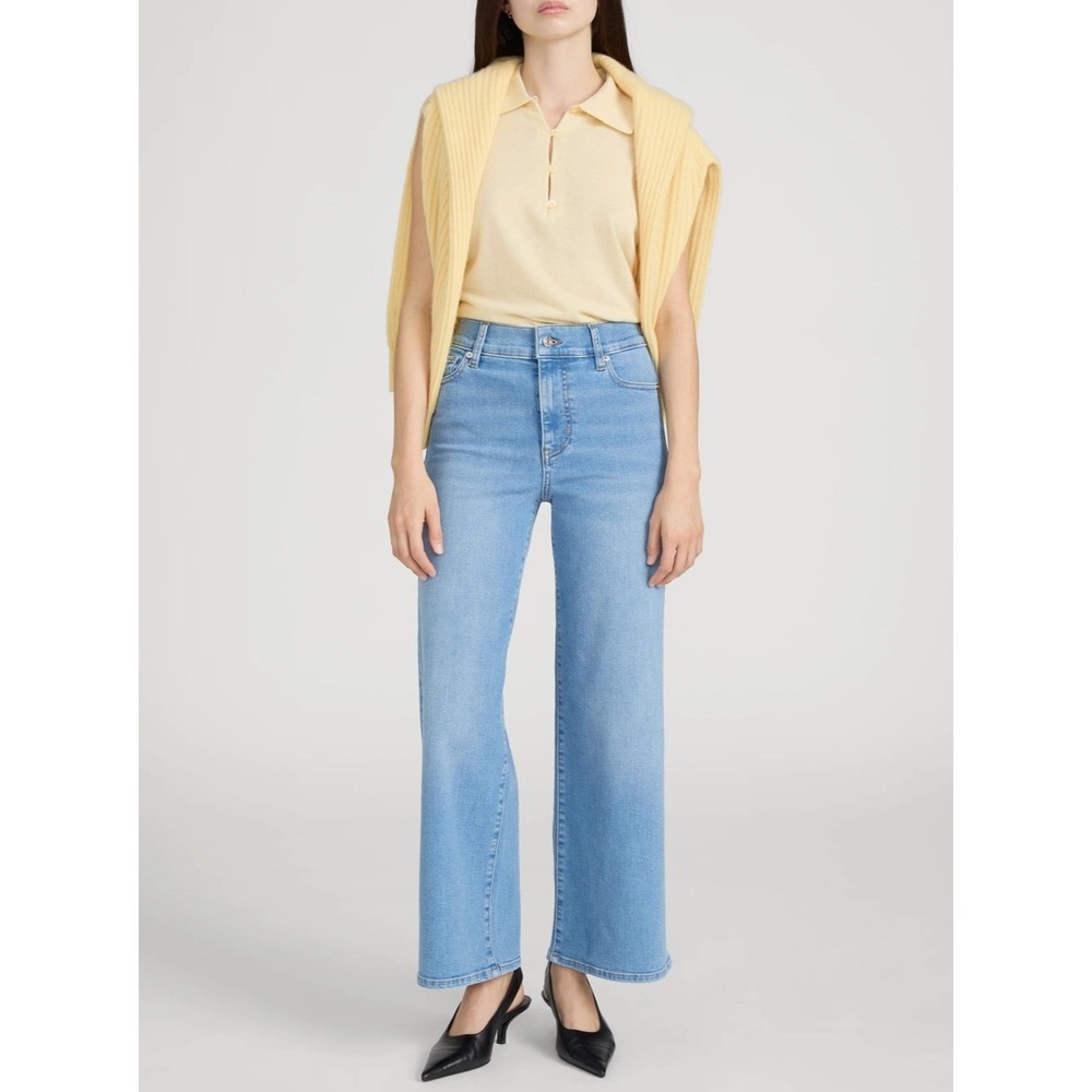 FRAME Women's Le Pixie Slim Palazzo High Rise Raw-Hem Wide Leg Jeans Size 28